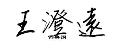 王正良王澄远行书个性签名怎么写