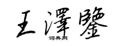 王正良王泽鉴行书个性签名怎么写