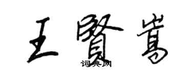 王正良王贤嵩行书个性签名怎么写