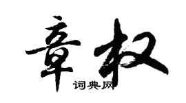 胡问遂章权行书个性签名怎么写