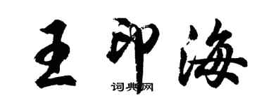 胡问遂王印海行书个性签名怎么写