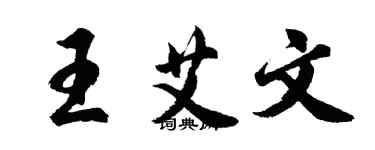 胡问遂王艾文行书个性签名怎么写