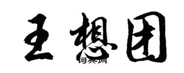胡问遂王想团行书个性签名怎么写