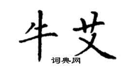 丁谦牛艾楷书个性签名怎么写