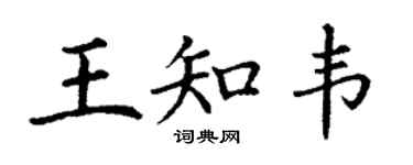 丁谦王知韦楷书个性签名怎么写