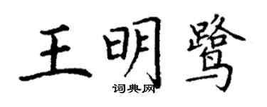 丁谦王明鹭楷书个性签名怎么写