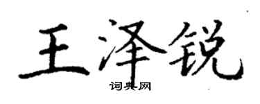 丁谦王泽锐楷书个性签名怎么写