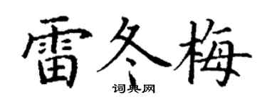 丁谦雷冬梅楷书个性签名怎么写