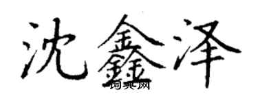 丁谦沈鑫泽楷书个性签名怎么写