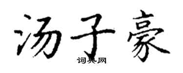 丁谦汤子豪楷书个性签名怎么写