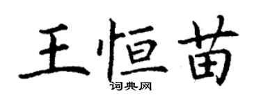 丁谦王恒苗楷书个性签名怎么写