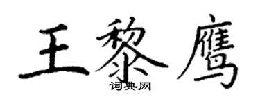丁谦王黎鹰楷书个性签名怎么写