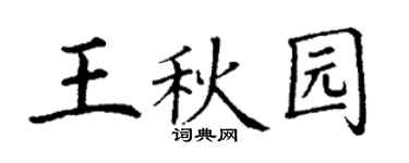 丁谦王秋园楷书个性签名怎么写