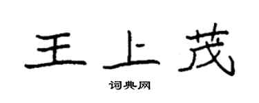 袁强王上茂楷书个性签名怎么写