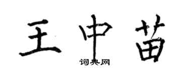 何伯昌王中苗楷书个性签名怎么写