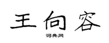 袁强王向容楷书个性签名怎么写