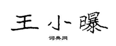 袁强王小曝楷书个性签名怎么写