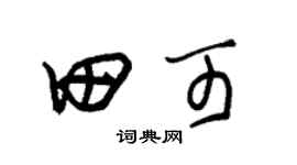 朱锡荣田可草书个性签名怎么写
