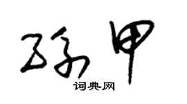 朱锡荣孙甲草书个性签名怎么写