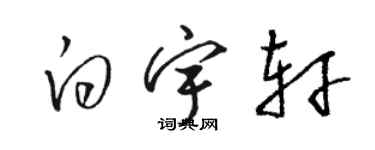 骆恒光白宇轩草书个性签名怎么写