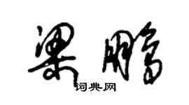 朱锡荣梁鹏草书个性签名怎么写