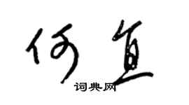 梁锦英何直草书个性签名怎么写