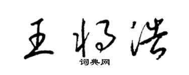 梁锦英王将浩草书个性签名怎么写