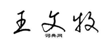 梁锦英王文牧草书个性签名怎么写