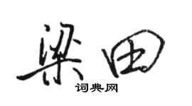 骆恒光梁田行书个性签名怎么写