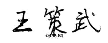 曾庆福王策武行书个性签名怎么写