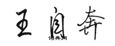 骆恒光王自奔行书个性签名怎么写