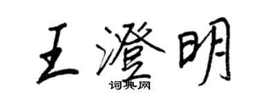 王正良王澄明行书个性签名怎么写