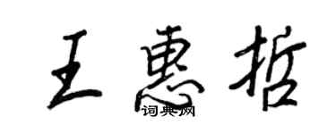 王正良王惠哲行书个性签名怎么写