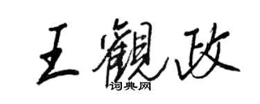 王正良王观政行书个性签名怎么写