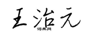 王正良王治元行书个性签名怎么写