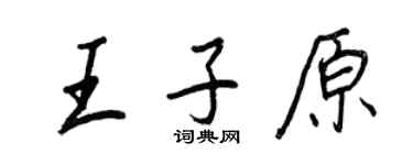 王正良王子原行书个性签名怎么写
