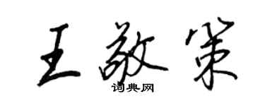 王正良王敬策行书个性签名怎么写