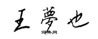 王正良王梦也行书个性签名怎么写