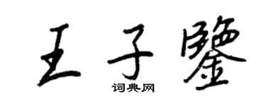 王正良王子鉴行书个性签名怎么写