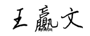 王正良王赢文行书个性签名怎么写