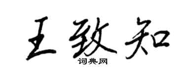 王正良王致知行书个性签名怎么写