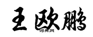 胡问遂王欧鹏行书个性签名怎么写