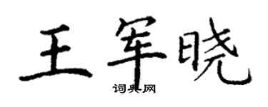 丁谦王军晓楷书个性签名怎么写