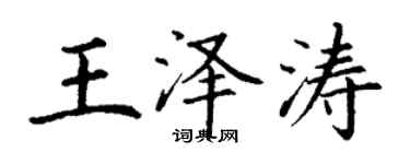 丁谦王泽涛楷书个性签名怎么写