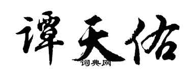 胡问遂谭天佑行书个性签名怎么写