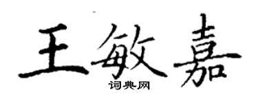 丁谦王敏嘉楷书个性签名怎么写