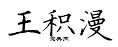 丁谦王积漫楷书个性签名怎么写