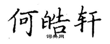 丁谦何皓轩楷书个性签名怎么写