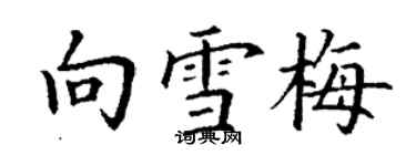 丁谦向雪梅楷书个性签名怎么写