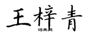 丁谦王梓青楷书个性签名怎么写